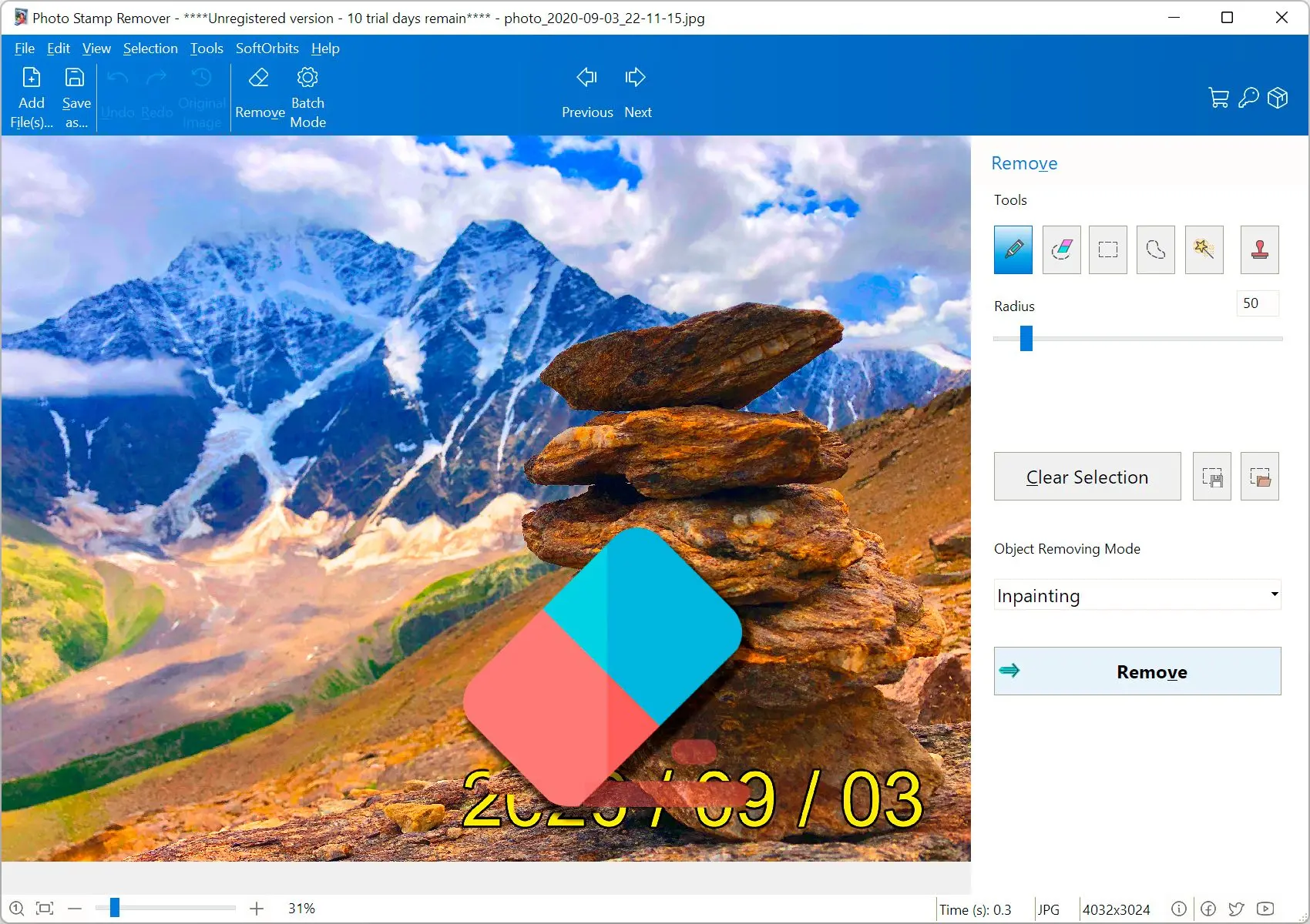 Photo Stamp Remover: Kuvakaappaus.